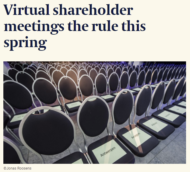 Online shareholder meetings - the rule for spring 2021 - Article De Tijd, March 21, interview Fred de Bueger about new legislation